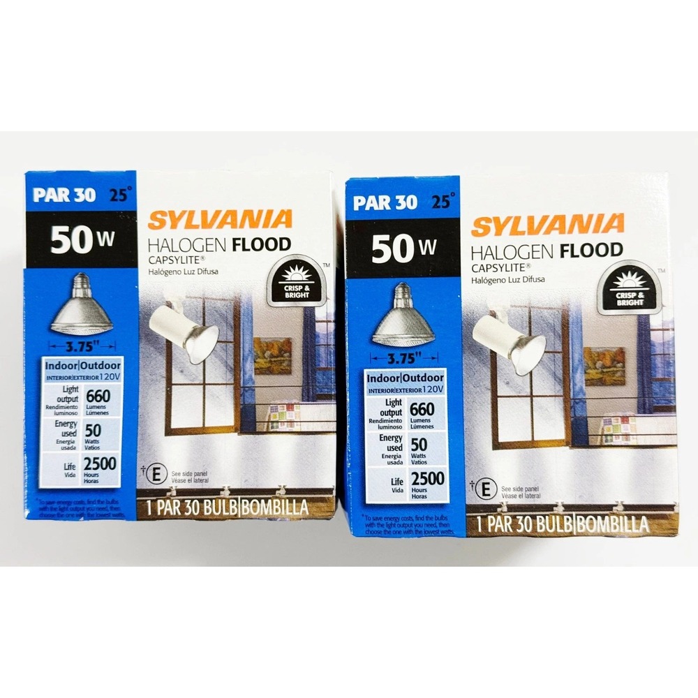 Sylvania Flood Light Bulbs‎ 2 Pack PAR30 50W Clear 25 Degree NFL 120V